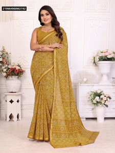 TRENDBUY Vibrant Soft Cotton Saree with Patola & Bandhej Print and Zari Border