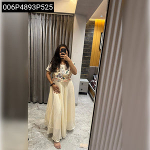 TRENDBUY Chinnon Silk Embroidered Anarkali Gown for Festive Wear