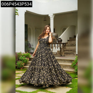 TRENDBUY Flowy Floral Georgette Sleeveless Tiered Maxi Dress