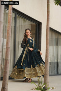 TRENDBUY Zari Embroidered Faux Blooming Gown & Dupatta