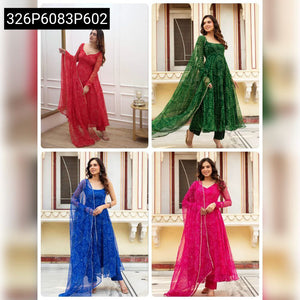 TRENDBUY Digital Print Fox Georgette Anarkali Gown with Palazzo & Dupatta