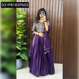 TRENDBUY Embroidered Pure Star Georgette Silk Gown & Dupatta Set
