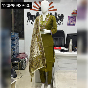TRENDBUY Roman Silk Mirror Work Kurta Set & Assam Silk Dupatta