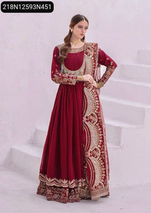 TRENDBUY Embroidered Faux Georgette Gown with Double Layer Dupatta