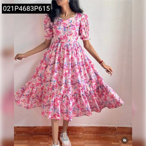 TRENDBUY Printed Hakoba Cotton Maxi Dress