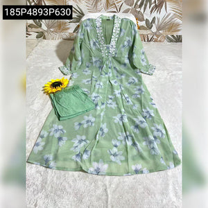 TRENDBUY Floral Embroidered Faux Georgette Kurta & Palazzo Set