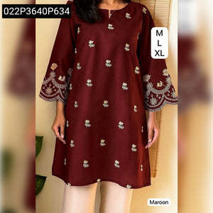 TRENDBUY Women's Heavy Rayon Floral Embroidered 3/4 Sleeve Kurti