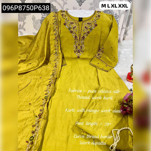 TRENDBUY Hand Work Viscose Silk Kurti with Dupatta & Pants Set