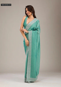 TRENDBUY Pure Soft Rangoli Saree with Embroidered Blouse Piece & Bead Work