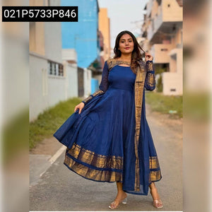 Elegant Jacquard Silk Cotton Anarkali Gown for Women | Party Wear