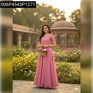 Women's Chinnon Silk Anarkali Gown | Celebration & Party Wear