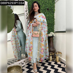Chic Women's Embroidered Roman Silk Suit Set | Festive & Party Wear