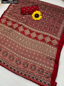 Gajji Bandhej Semi Silk Saree for Women | Festive Wear