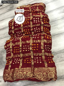 Modal Gajji Silk Garchola Bandhej Saree for Women | Festive & Wedding Wear