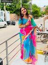 Vibrant Shibori Chiffon Saree for Women | Party & Festive Wear