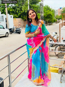 Vibrant Shibori Chiffon Saree for Women | Party & Festive Wear