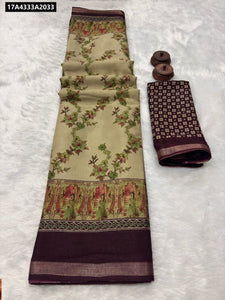 Soft Mulmul Cotton Ikkat Print Saree for Women | Daily & Festive Wear