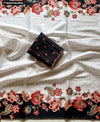 Tusser Silk Saree with Floral Digital Print | Ethnic Wear for Women