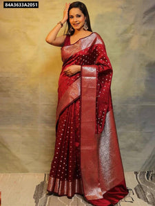 Lichi Silk Jacquard Woven Saree for Women | Festive & Party Wear