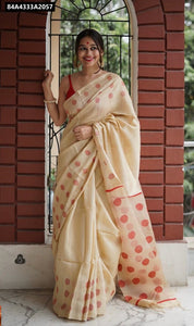 Lilan Slab Polka Dot Weave Saree for Women | Casual & Festive Wear