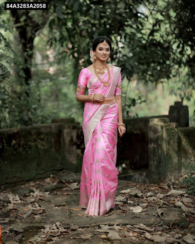 Jacquard Lichi Silk Saree for Women | Festive & Wedding Wear