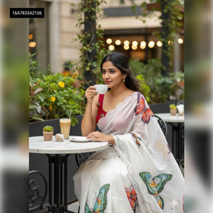 Digital Print Malai Silk Saree for Women | Festive Chic