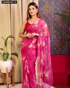 Floral Digital Print Georgette Saree for Women | Festive Ready