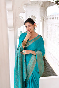 TRENDBUY Exquisite Chinon Silk Saree with Zari Weaving - Unstitched Blouse