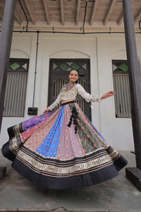 TRENDBUY Navratri 2025 Multi-Color Printed Lehenga Choli with Real Mirror & Gota Work