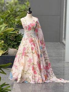 TRENDBUY Exclusive Floral Organza Corset Lehenga Set with Handcrafted Blouse