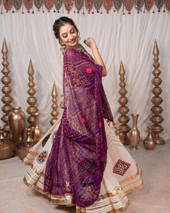 TRENDBUY Navratri Special Muslin Cotton Chaniya Choli Lehenga Set with Real Mirror Work