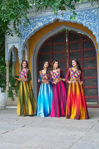 TRENDBUY Vibrant Kutchi Gamthi Embroidered Chinnon Lehenga Choli for Navratri & Festive Celebrations