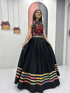 TRENDBUY Navratri Special Gamathi & Real Mirror Work Cotton Lehenga Choli