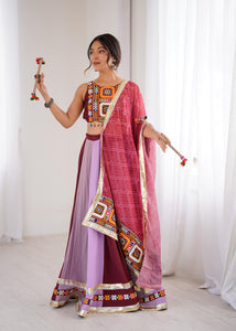 TRENDBUY New Launch: Gamthi Mirror Work Rayon Lehenga Choli Set with Digital Print Dupatta (Stitched Up to Size 44)