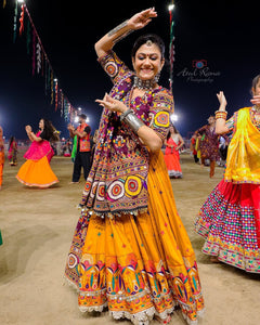 TRENDBUY Navratri Special Muslin Cotton Chaniya Choli with Digital Print & Real Mirror Work - Festive Lehenga Set