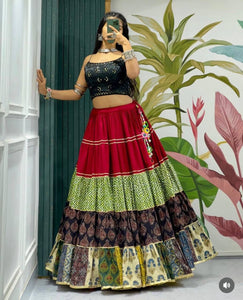 TRENDBUY Exclusive Ruffle Lehenga Choli Set with Embroidery Work & Dupatta
