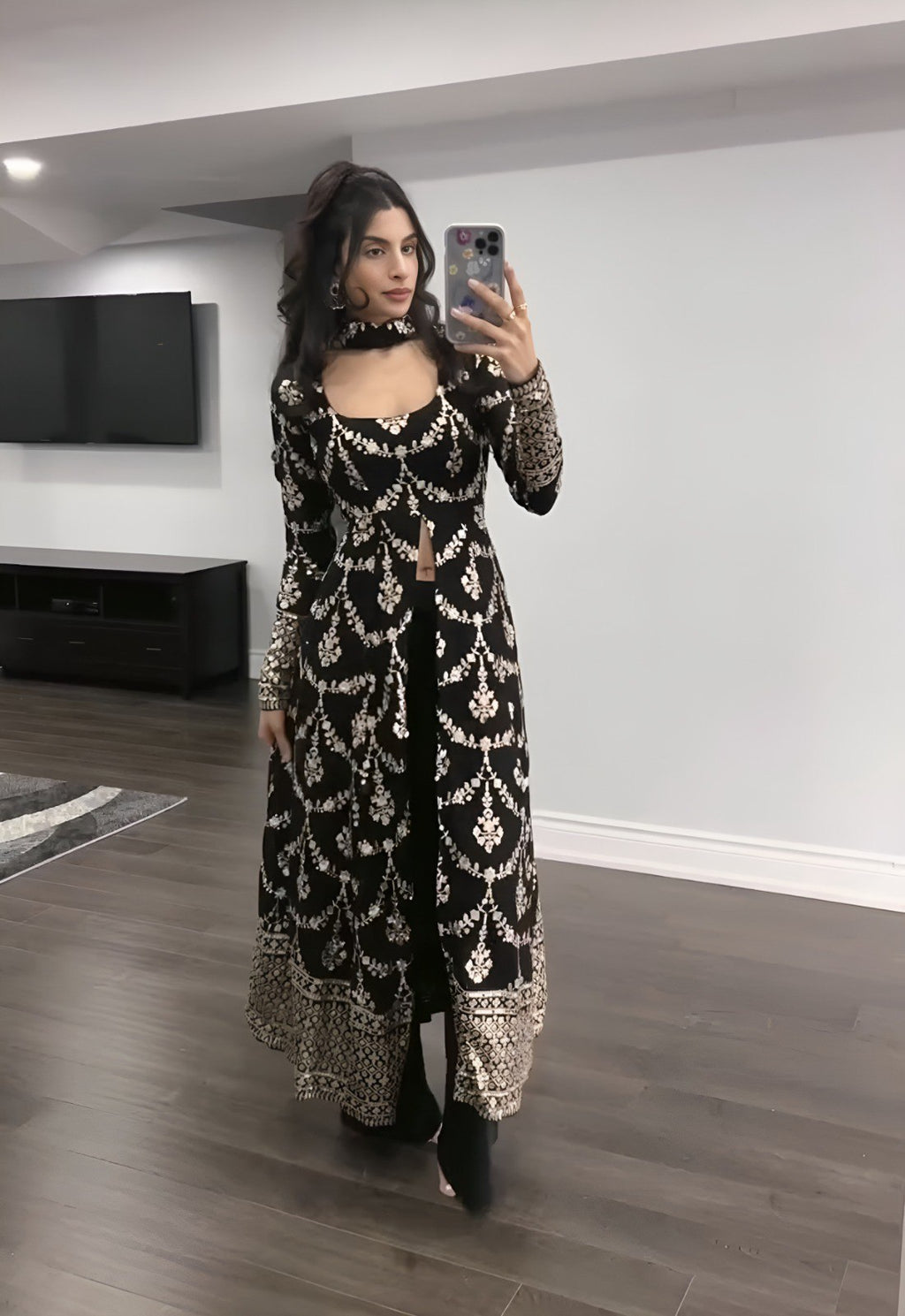 TRENDBUY Black Georgette Sequin Anarkali Suit Set – TREND BUY