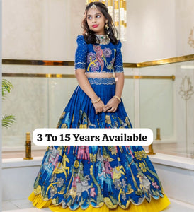 TRENDBUY Girls' Designer Position Print Lehenga Choli Set - Ready-to-Wear Kids Ethnic Wear