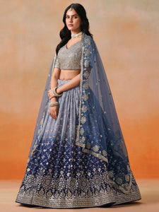 TRENDBUY Luxurious Faux Georgette Ombre Sequence Bridal Lehenga Choli with Dupatta
