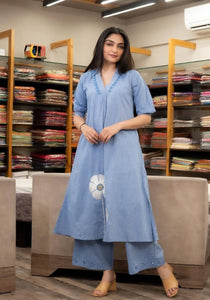 TRENDBUY Exclusive: Jaipur Print Pure Mal Cotton Cord Set with Pech Mirror Work