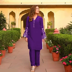 TRENDBUY Marco Rayon Embroidery Cord Set - Women's Straight Kurta with Pant