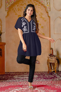 TRENDBUY Elegant Georgette Anarkali Tunic Top with Heavy Embroidery - Multiple Colors
