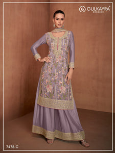 TRENDBUY Chinon Embroidered Plazzo Suit | Multi-Sequence & Jari Work