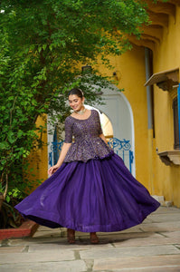 TRENDBUY Premium Sequins Embroidered Fendy Peplum Lehenga Choli Set