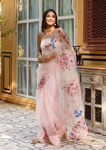 TRENDBUY Handwork Pure Organza Sarees - Exquisite Digital Print Festive Collection with Khatli Work