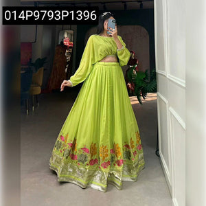 Embroidered Pleated Lehenga Set for Women | Festive Party Wear