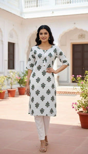 TRENDBUY Women's Rayon Printed Straight Kurti with Side Pocket - Casual & Daily Wear