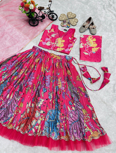 Girls Pure Crepe Embroidered Ready-to-Wear Lehenga Choli Set