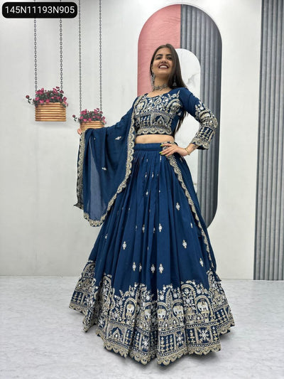 Dazzling Vichitra Silk Embroidered Lehenga Choli for Women | Festive Glamour
