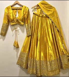 TRENDBUY Pure Cinon-Silk Lehenga Choli Dupatta Set with Heavy 5mm Sequence Embroidery